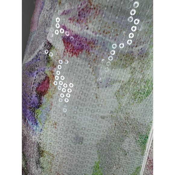 NWT Theia Watercolor Sequin Gown Size 4 Bodycon Column Maxi Dress Muted Colors - Picture 14 of 16